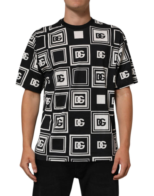 Dolce & Gabbana Black Logo Monogram Cotton Crew Neck T-shirt – IT48 | M par Dolce & Gabbana | Disponible sur Sandy Store ByNet