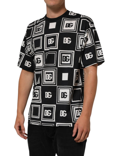 Dolce & Gabbana Black Logo Monogram Cotton Crew Neck T-shirt – IT48 | M par Dolce & Gabbana | Disponible sur Sandy Store ByNet