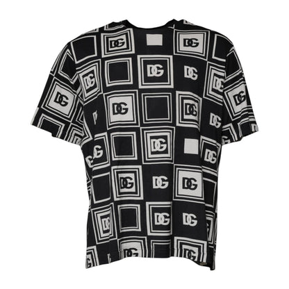 Dolce & Gabbana Black Logo Monogram Cotton Crew Neck T-shirt – IT54 | XL par Dolce & Gabbana | Disponible sur Sandy Store ByNet