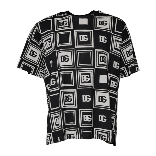 Dolce & Gabbana Black Logo Monogram Cotton Crew Neck T-shirt – IT54 | XL par Dolce & Gabbana | Disponible sur Sandy Store ByNet