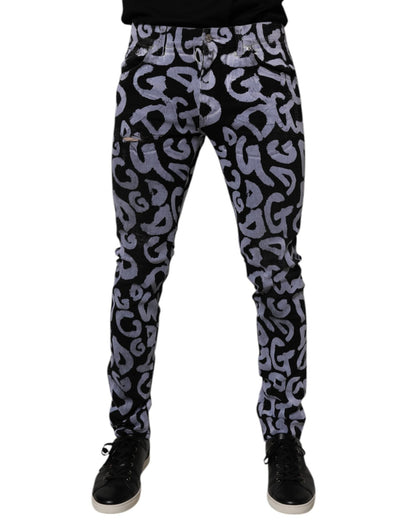 Dolce & Gabbana Black Logo Monogram Cotton Skinny Denim Jeans – IT48 | M par Dolce & Gabbana | Disponible sur Sandy Store ByNet