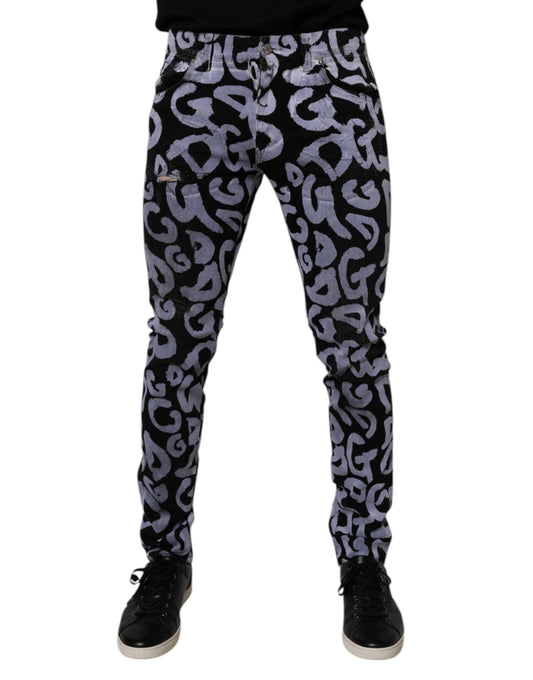 Dolce & Gabbana Black Logo Monogram Cotton Skinny Denim Jeans – IT48 | M par Dolce & Gabbana | Disponible sur Sandy Store ByNet