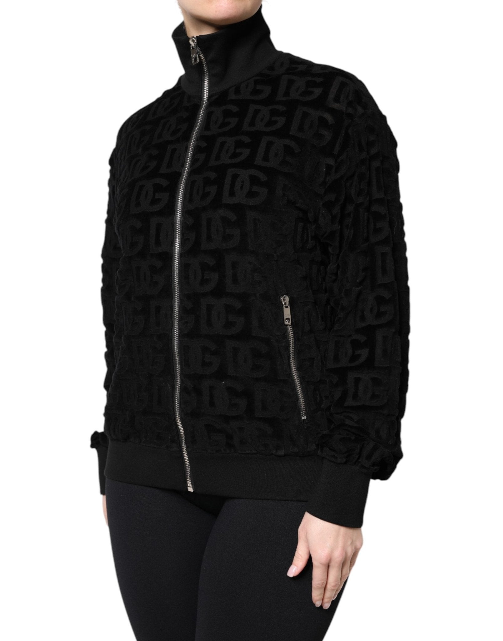 Dolce & Gabbana Black Logo Monogram Full Zip Bomber Jacket - Sandy Store ByNet