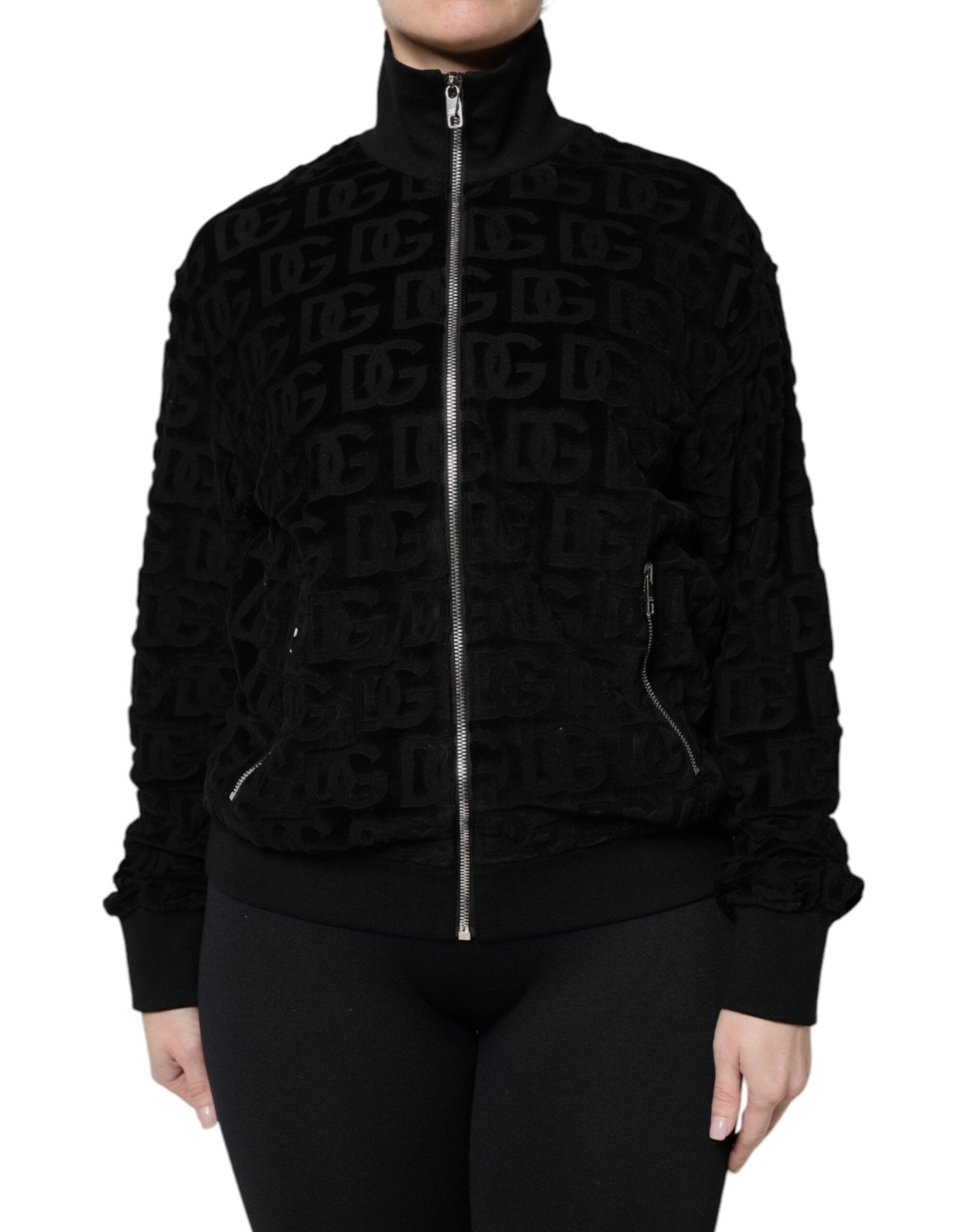 Dolce & Gabbana Black Logo Monogram Full Zip Bomber Jacket - Sandy Store ByNet