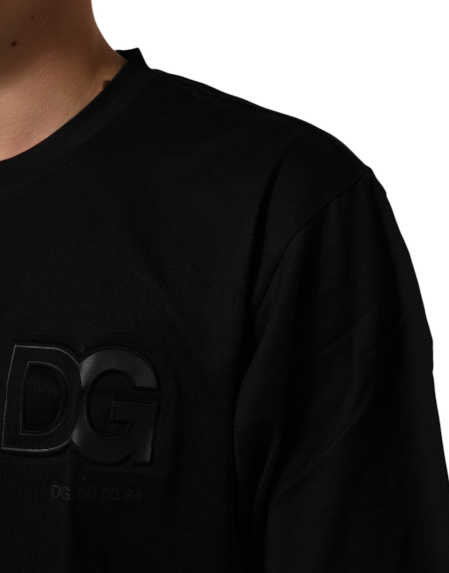 Dolce & Gabbana Black Logo Patch Cotton Men Crew Neck T-shirt – IT50 | L par Dolce & Gabbana | Disponible sur Sandy Store ByNet