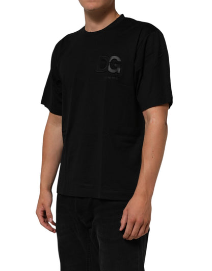 Dolce & Gabbana Black Logo Patch Cotton Men Crew Neck T-shirt – IT50 | L par Dolce & Gabbana | Disponible sur Sandy Store ByNet
