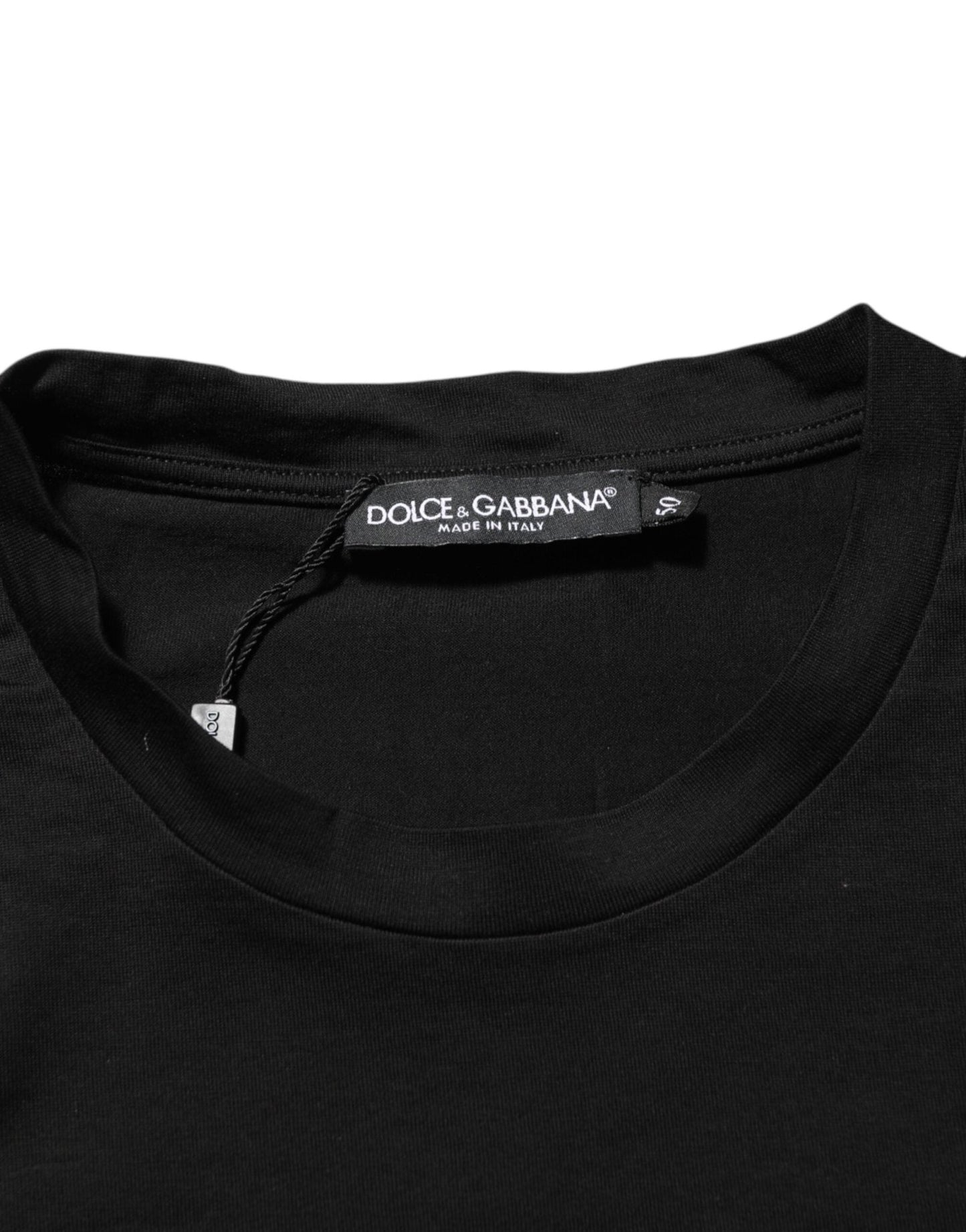 Dolce & Gabbana Black Logo Patch Cotton Men Crew Neck T-shirt – IT50 | L par Dolce & Gabbana | Disponible sur Sandy Store ByNet