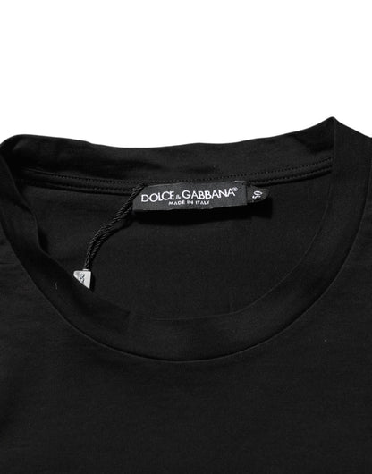 Dolce & Gabbana Black Logo Patch Cotton Men Crew Neck T-shirt – IT50 | L par Dolce & Gabbana | Disponible sur Sandy Store ByNet