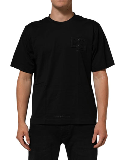 Dolce & Gabbana Black Logo Patch Cotton Men Crew Neck T-shirt – IT50 | L par Dolce & Gabbana | Disponible sur Sandy Store ByNet