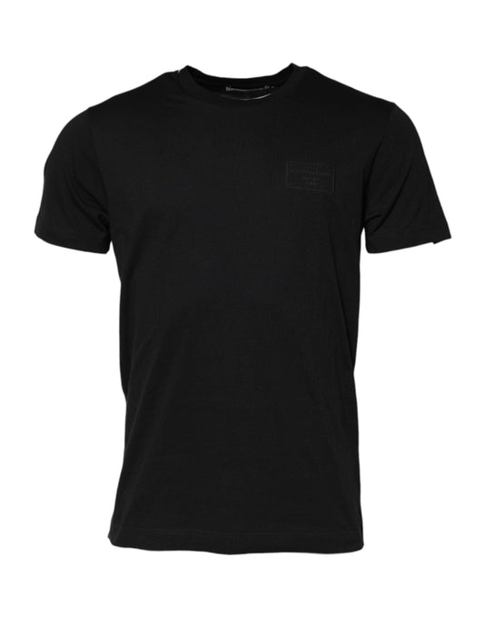 Dolce & Gabbana Black Logo Plaque Cotton Crew Neck T-shirt – IT50 | L par Dolce & Gabbana | Disponible sur Sandy Store ByNet
