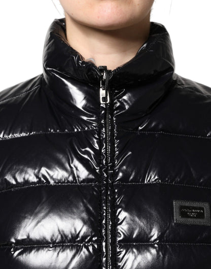 Dolce & Gabbana Black Logo Plaque Full Zip Puffer Jacket - Sandy Store ByNet