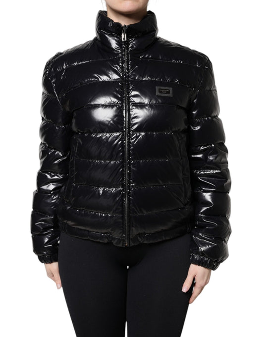 Dolce & Gabbana Black Logo Plaque Full Zip Puffer Jacket - Sandy Store ByNet