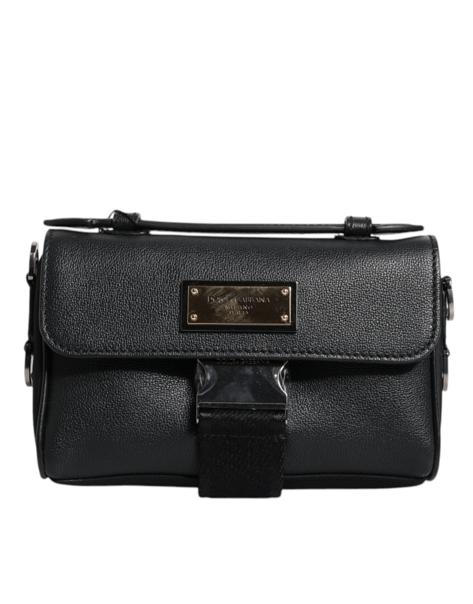 Dolce & Gabbana Black Logo Plaque Leather Buckled Shoulder Crossbody Bag – par Dolce & Gabbana | Disponible sur Sandy Store ByNet