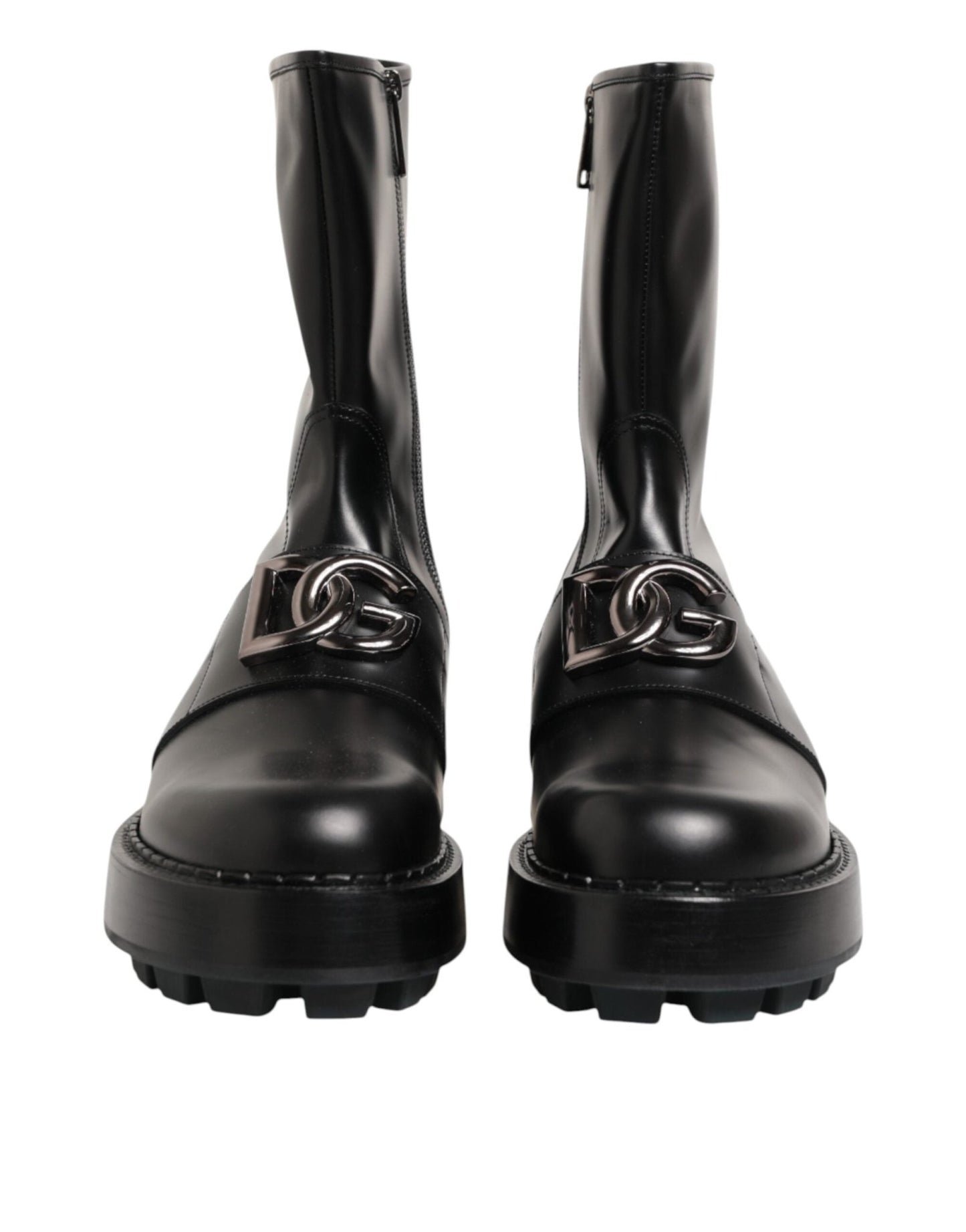 Dolce & Gabbana Black Logo Plaque Mid Calf Biker Boots Shoes – EU44/US11 par Dolce & Gabbana | Disponible sur Sandy Store ByNet