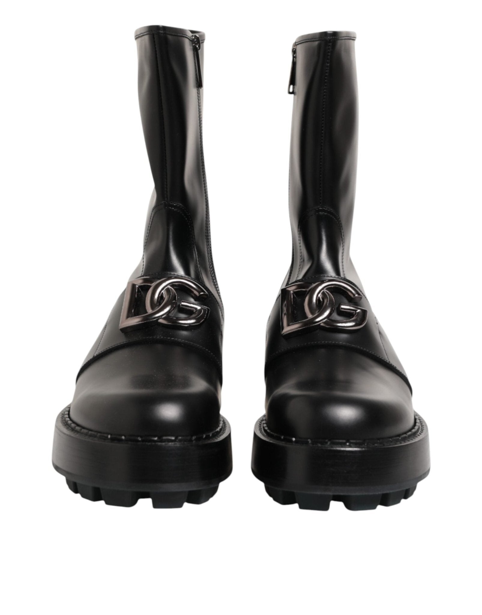 Dolce & Gabbana Black Logo Plaque Mid Calf Biker Boots Shoes – EU44/US11 par Dolce & Gabbana | Disponible sur Sandy Store ByNet