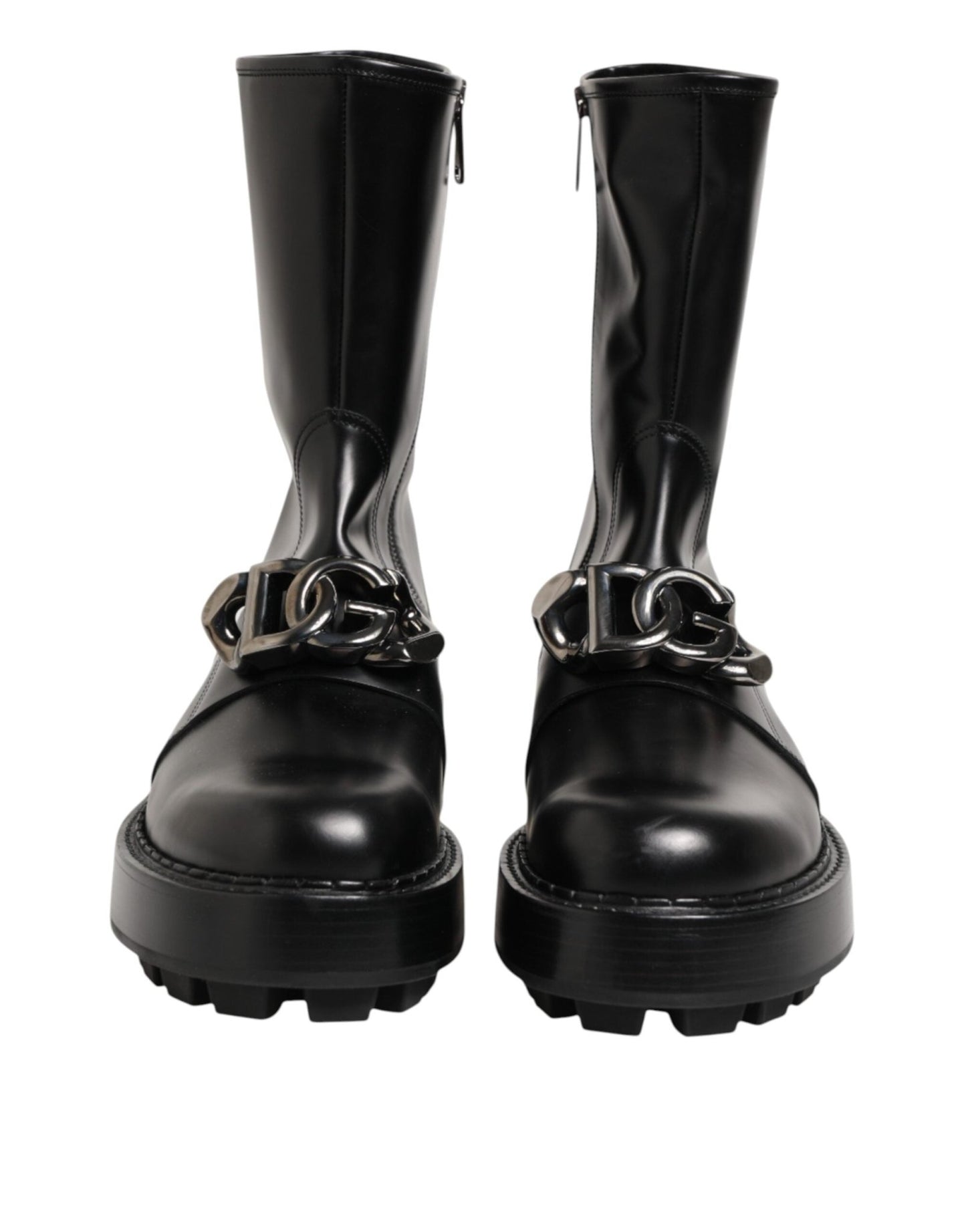 Dolce & Gabbana Black Logo Plaque Mid Calf Biker Boots Shoes – EU44/US11 par Dolce & Gabbana | Disponible sur Sandy Store ByNet
