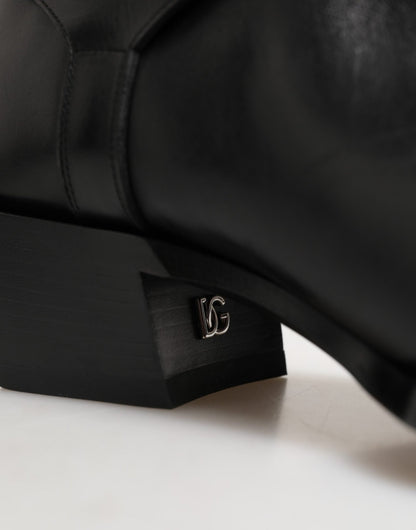 Dolce & Gabbana Black Logo Plaque Over The Calf Boot Shoes – EU44/US11 par Dolce & Gabbana | Disponible sur Sandy Store ByNet