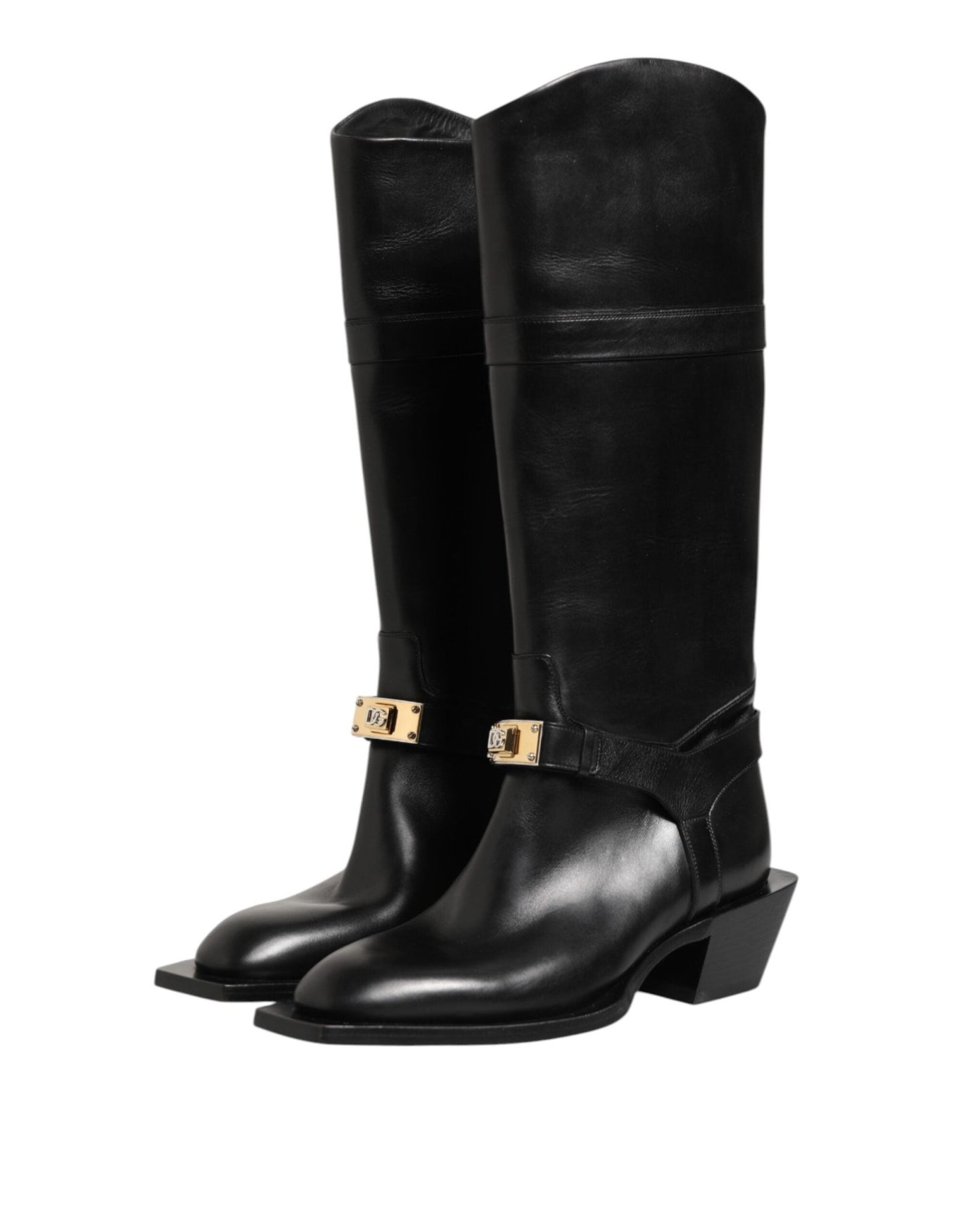 Dolce & Gabbana Black Logo Plaque Over The Calf Boot Shoes – EU44/US11 par Dolce & Gabbana | Disponible sur Sandy Store ByNet