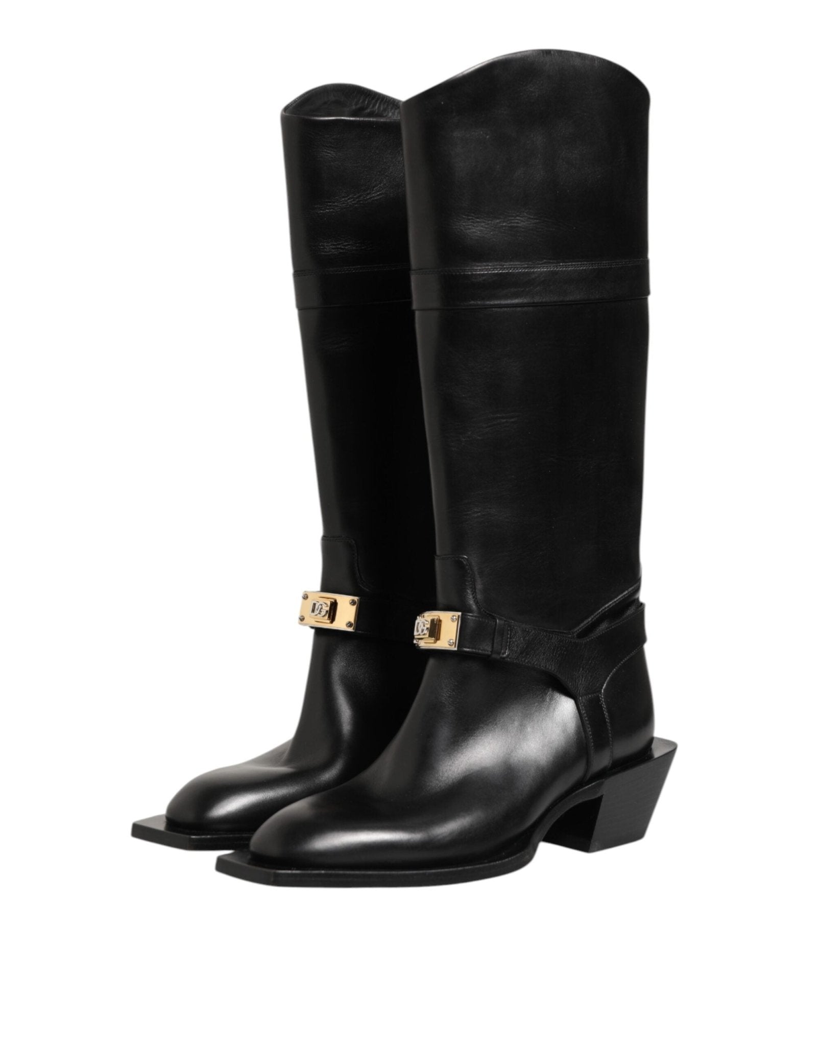Dolce & Gabbana Black Logo Plaque Over The Calf Boot Shoes – EU44/US11 par Dolce & Gabbana | Disponible sur Sandy Store ByNet