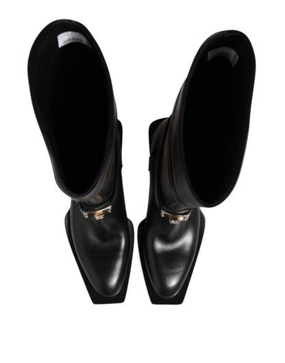 Dolce & Gabbana Black Logo Plaque Over The Calf Boot Shoes – EU44/US11 par Dolce & Gabbana | Disponible sur Sandy Store ByNet