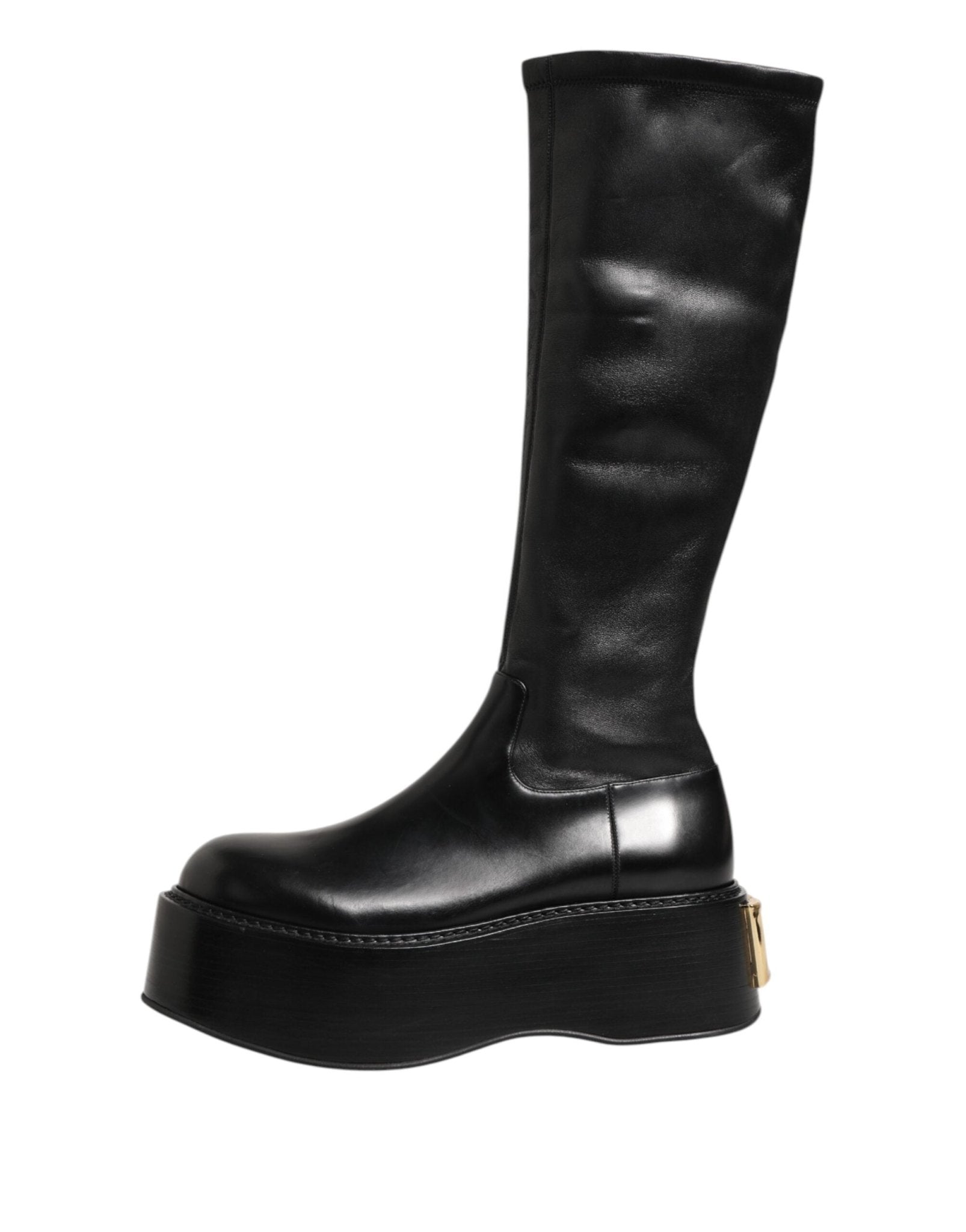 Dolce & Gabbana Black Logo Plaque Over The Calf Boots Shoes – EU44/US11 par Dolce & Gabbana | Disponible sur Sandy Store ByNet