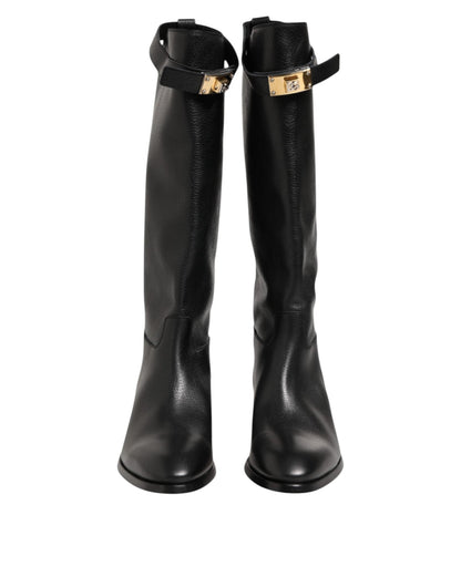 Dolce & Gabbana Black Logo Plaque Over The Calf Boots Shoes – EU44/US11 par Dolce & Gabbana | Disponible sur Sandy Store ByNet