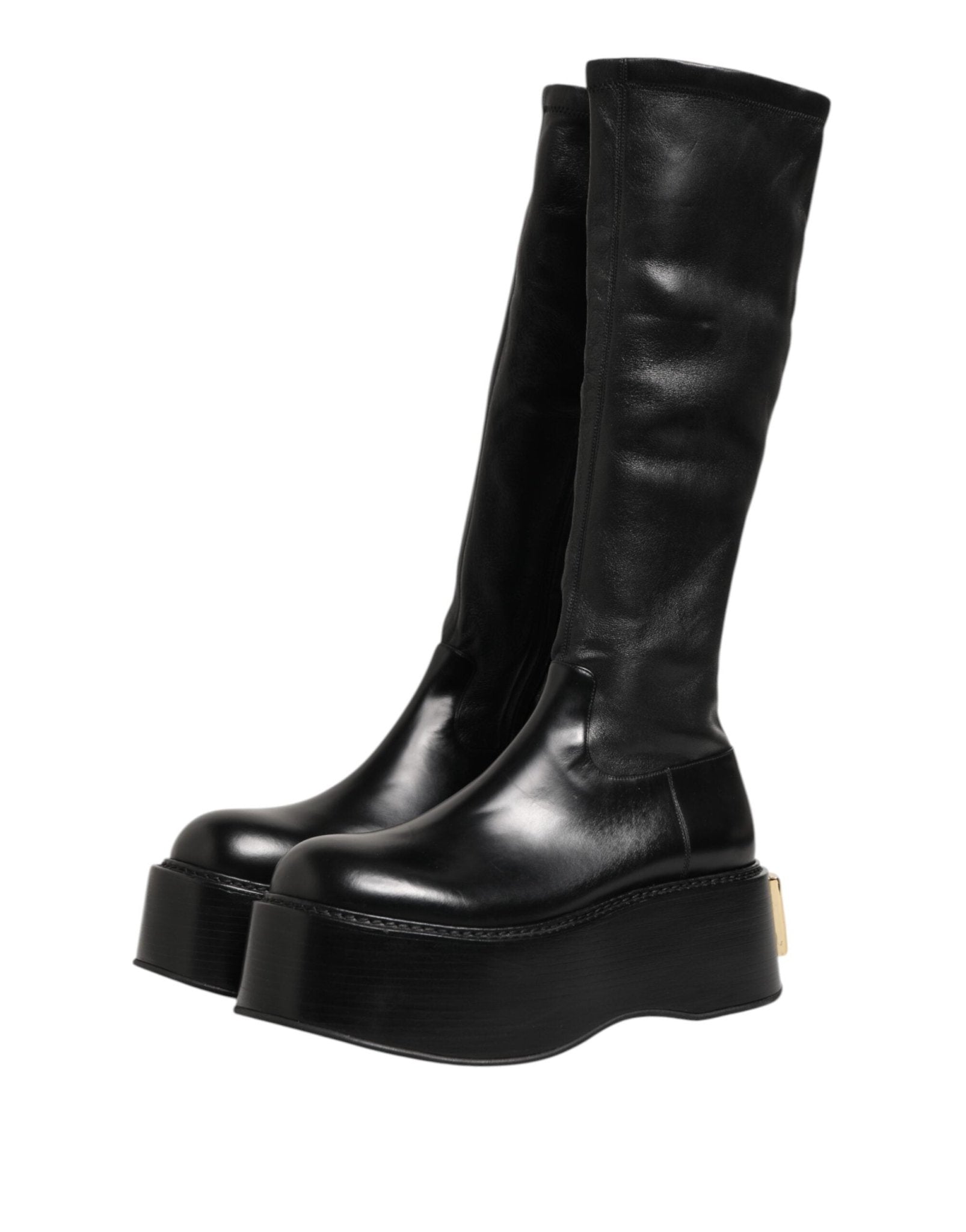 Dolce & Gabbana Black Logo Plaque Over The Calf Boots Shoes – EU44/US11 par Dolce & Gabbana | Disponible sur Sandy Store ByNet