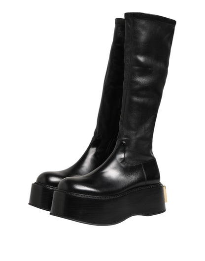 Dolce & Gabbana Black Logo Plaque Over The Calf Boots Shoes – EU44/US11 par Dolce & Gabbana | Disponible sur Sandy Store ByNet