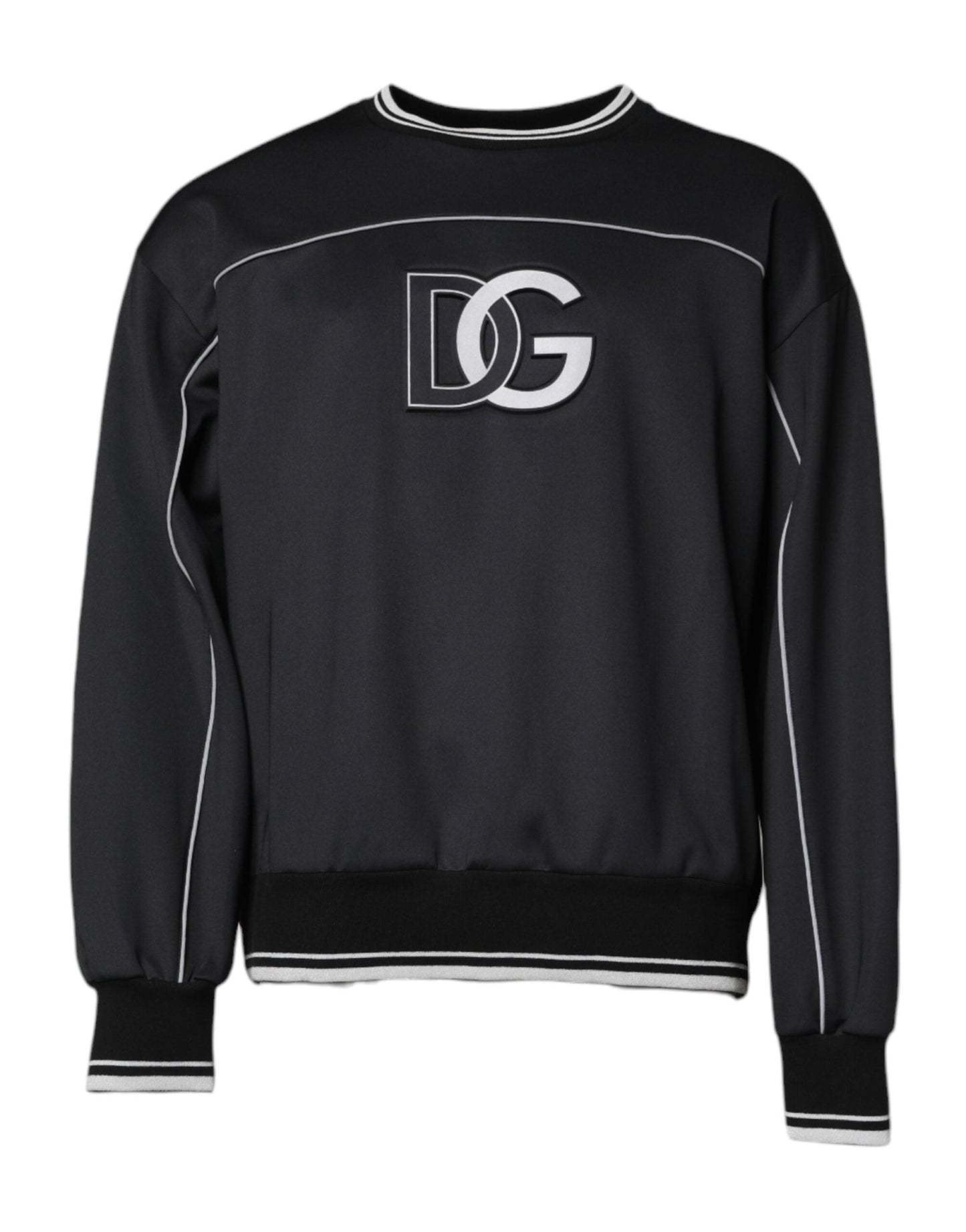 Dolce & Gabbana Black Logo Polyester Crew Neck Men Pullover Sweater – IT54 | XL par Dolce & Gabbana | Disponible sur Sandy Store ByNet