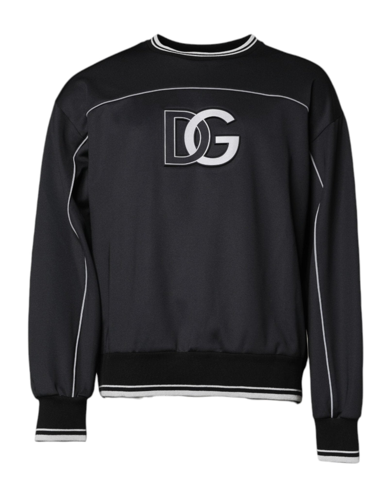 Dolce & Gabbana Black Logo Polyester Crew Neck Men Pullover Sweater – IT54 | XL par Dolce & Gabbana | Disponible sur Sandy Store ByNet