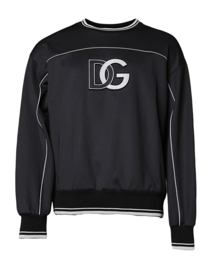 Dolce & Gabbana Black Logo Polyester Crew Neck Men Pullover Sweater – IT54 | XL par Dolce & Gabbana | Disponible sur Sandy Store ByNet