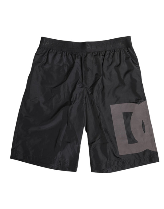 Dolce & Gabbana Black Logo Print Beachwear Men Shorts Swimwear – IT4 | S par Dolce & Gabbana | Disponible sur Sandy Store ByNet