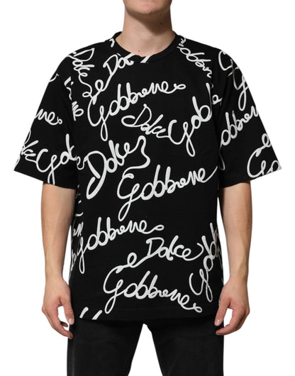 Dolce & Gabbana Black Logo Print Cotton Crew Neck T-shirt – IT46 | S par Dolce & Gabbana | Disponible sur Sandy Store ByNet