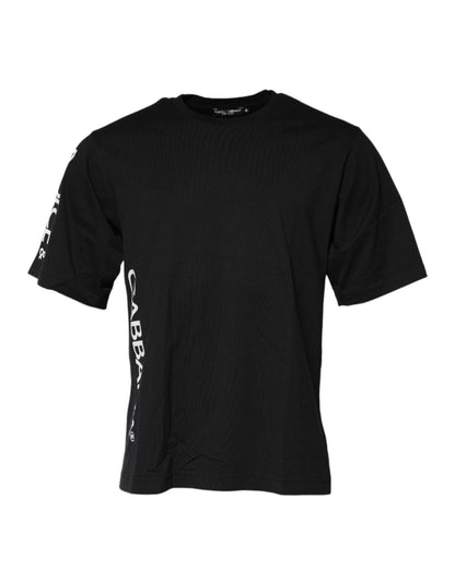Dolce & Gabbana Black Logo Print Cotton Men Crew Neck T-shirt – IT46 | S par Dolce & Gabbana | Disponible sur Sandy Store ByNet