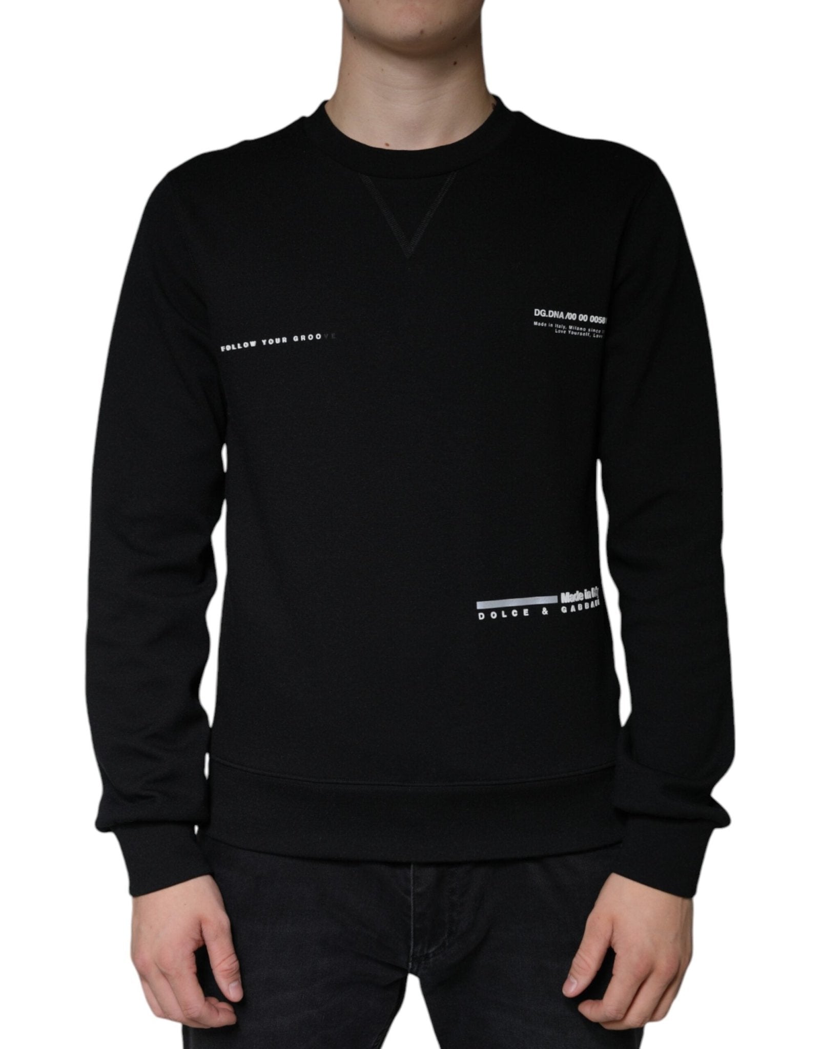 Dolce & Gabbana Black Logo Print CrewNeck Sweatshirt Sweater - Sandy Store ByNet