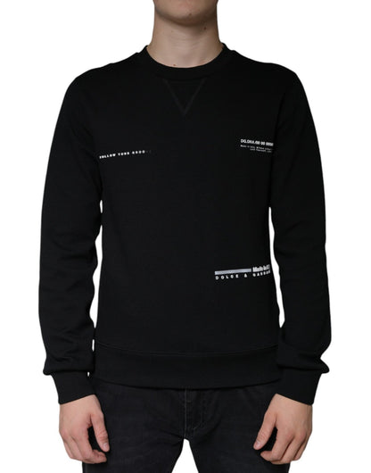 Dolce & Gabbana Black Logo Print CrewNeck Sweatshirt Sweater - Sandy Store ByNet