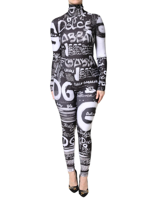 Dolce & Gabbana Black Logo Turtleneck Bodycon Jumpsuit Dress - Sandy Store ByNet