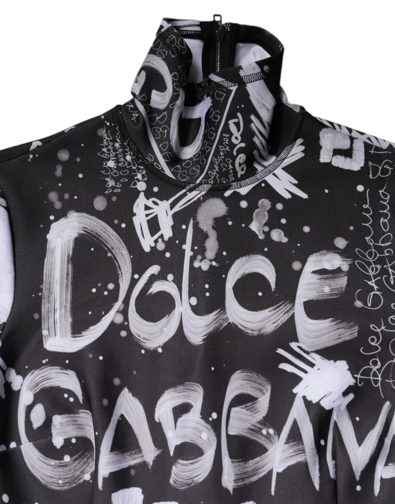 Dolce & Gabbana Black Logo Turtleneck Bodycon Jumpsuit Dress - Sandy Store ByNet