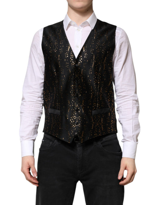 Dolce & Gabbana Black Lurex Dress Formal Men Waistcoat Vest – IT50 | L par Dolce & Gabbana | Disponible sur Sandy Store ByNet