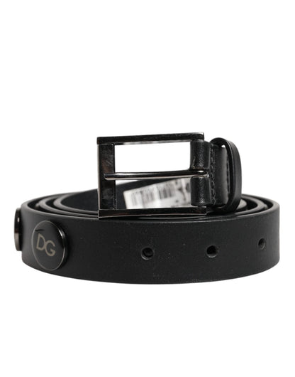 Dolce & Gabbana Black Luxury Leather DG Studs Buckle Belt – 90 cm / 36 Inches par Dolce & Gabbana | Disponible sur Sandy Store ByNet