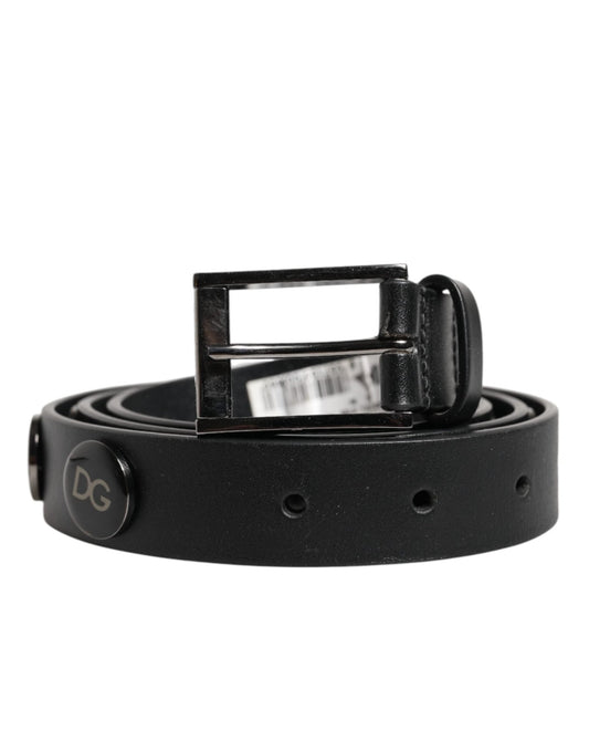 Dolce & Gabbana Black Luxury Leather DG Studs Buckle Belt – 90 cm / 36 Inches par Dolce & Gabbana | Disponible sur Sandy Store ByNet
