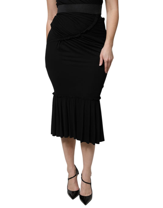 Dolce & Gabbana Black Mermaid Cut High Waist Midi Skirt – IT36 | XS par Dolce & Gabbana | Disponible sur Sandy Store ByNet