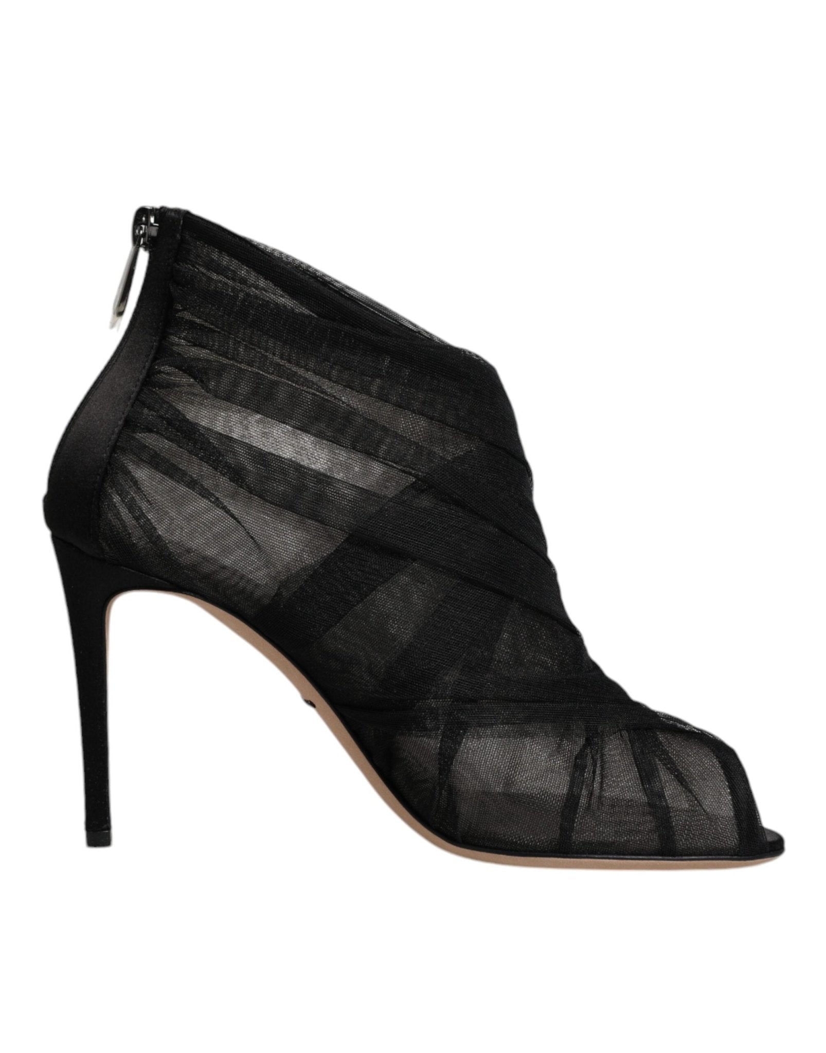 Dolce & Gabbana Black Mesh Stiletto Heels Ankle Boots Shoes - Sandy Store ByNet