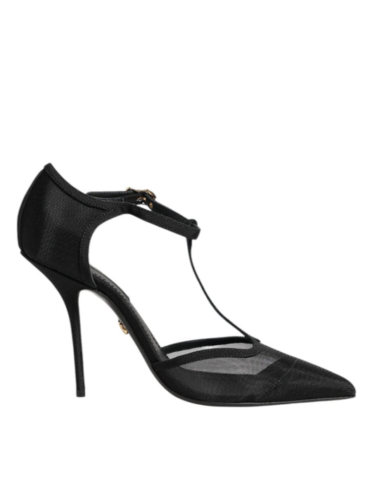 Dolce & Gabbana Black Mesh T - strap Stiletto High Heels Shoes – EU38/US7.5 par Dolce & Gabbana | Disponible sur Sandy Store ByNet
