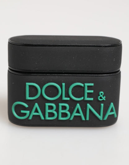 Dolce & Gabbana Black Mint Rubber Logo Embossed Accessory Airpods Case – par Dolce & Gabbana | Disponible sur Sandy Store ByNet
