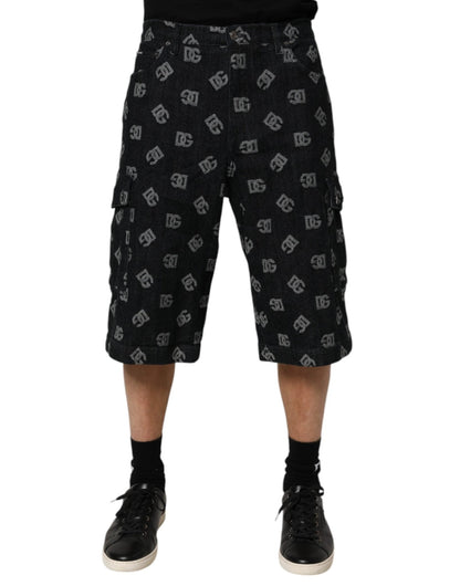 Dolce & Gabbana Black Monogram Denim Cargo Men Bermuda Short – IT48 | M par Dolce & Gabbana | Disponible sur Sandy Store ByNet