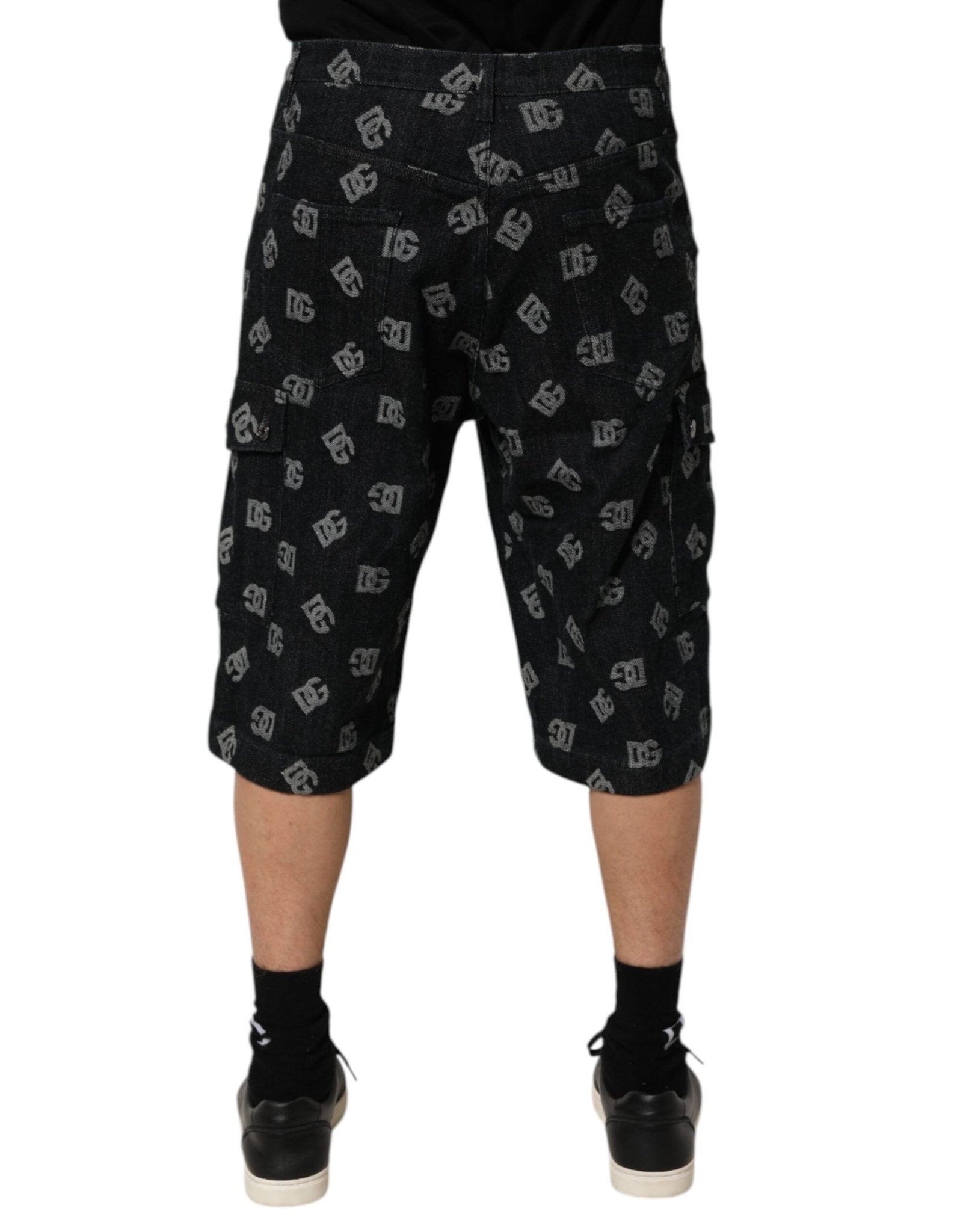 Dolce & Gabbana Black Monogram Denim Cargo Men Bermuda Short – IT48 | M par Dolce & Gabbana | Disponible sur Sandy Store ByNet