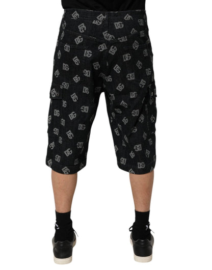 Dolce & Gabbana Black Monogram Denim Cargo Men Bermuda Short – IT48 | M par Dolce & Gabbana | Disponible sur Sandy Store ByNet