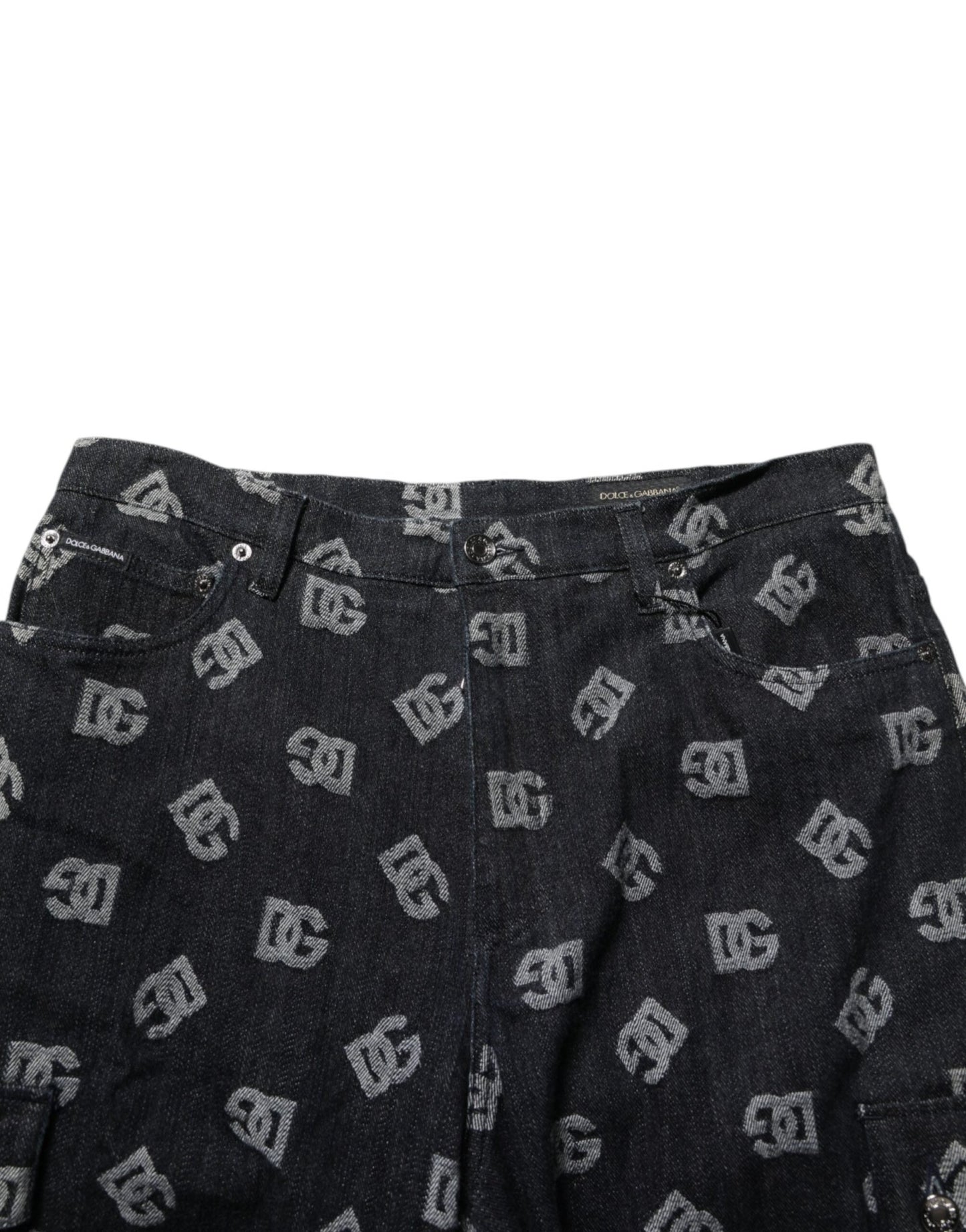 Dolce & Gabbana Black Monogram Denim Cargo Men Bermuda Short – IT48 | M par Dolce & Gabbana | Disponible sur Sandy Store ByNet