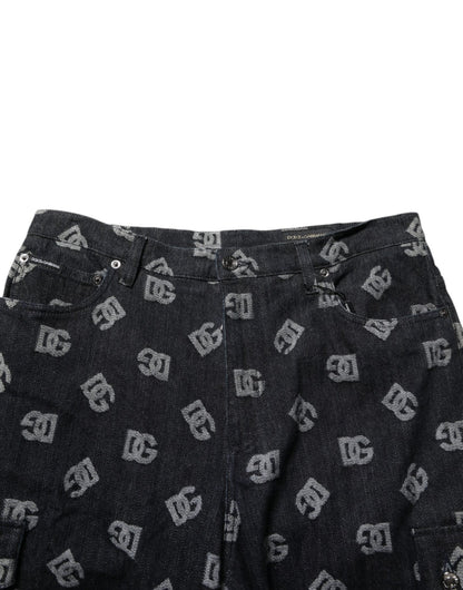 Dolce & Gabbana Black Monogram Denim Cargo Men Bermuda Short – IT48 | M par Dolce & Gabbana | Disponible sur Sandy Store ByNet